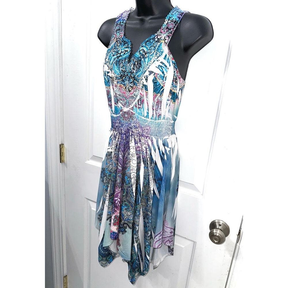 S-12, S-Twelve Blue & Purple dress with lots of embellished rhinestones - Picture 2 of 6
